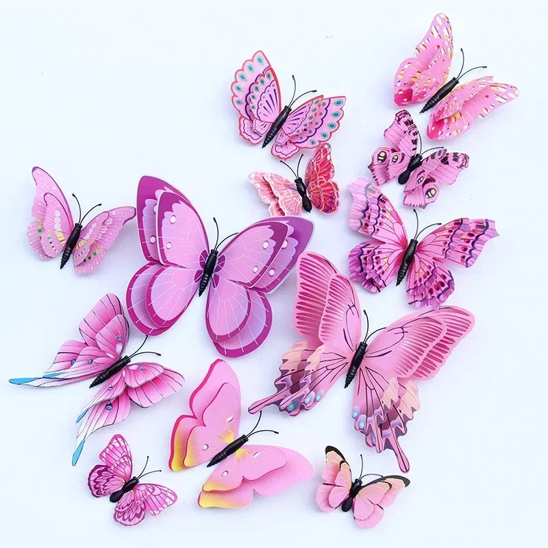 12pcs 3D Double Layer Butterflies Wall Stickers