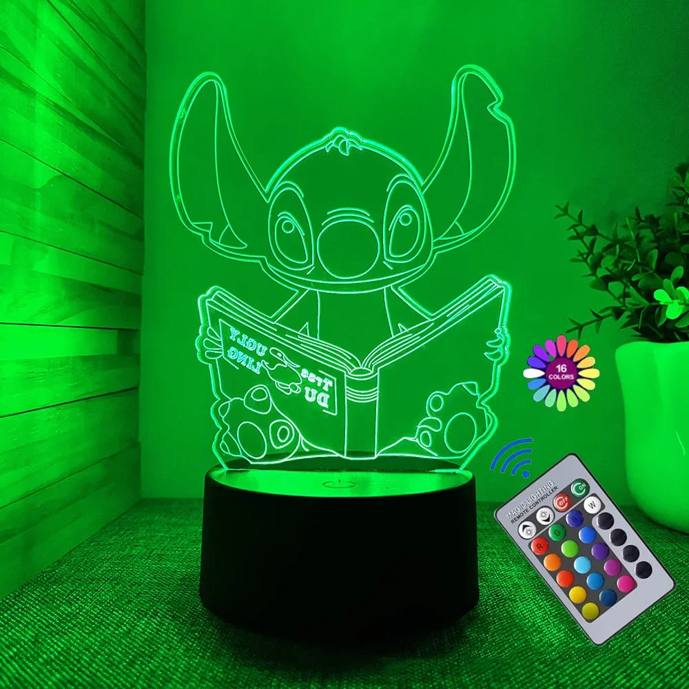 3D Illusion Stitch Night Light with Remote Control and Smart Touch Room Decor Lamp