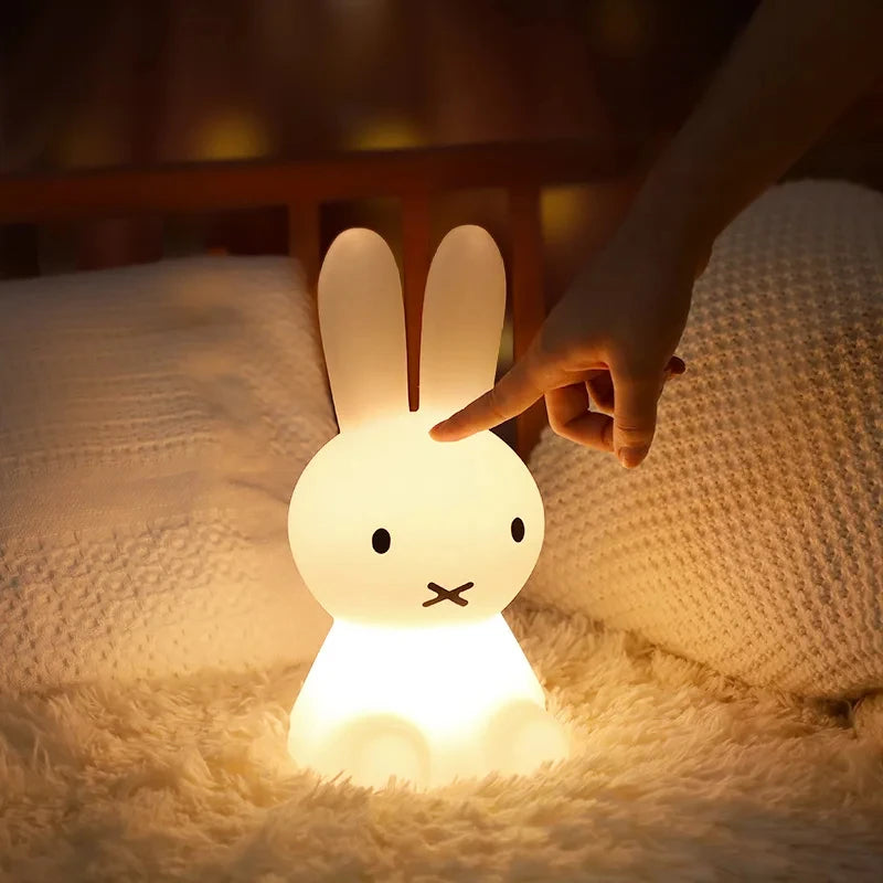 Cute 3D Night Light Kawaii Anime Cartoon Bunny Eye Protection Rechargeable Desk Lamp Bedroom Children Bedside Lamp Camp Lamp