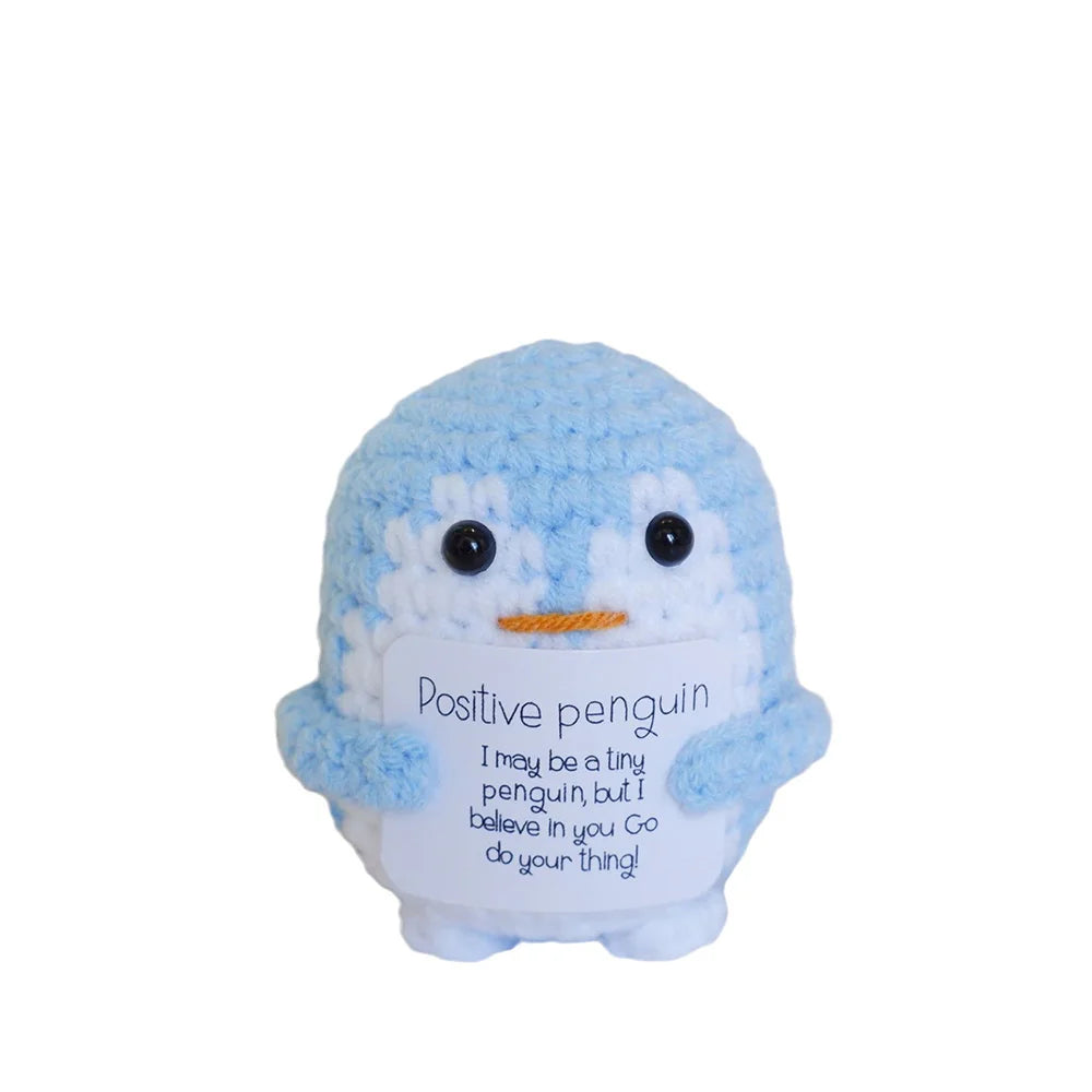 Cute Positive Energy Penguin Doll with Encouraging Card Knitted Penguin dolls