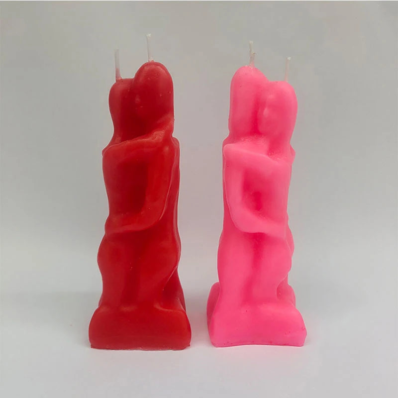 Male And Female Couple Embracing Candles Decoration Lovers Couple Candle Love Ritual Fall In Love With Me Spell, Red, Pink