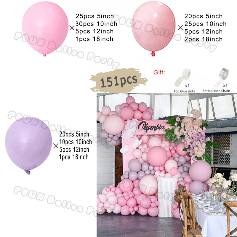 Pink Balloon Garland Arch Kit Birthday Party Decorations Kids Birthday Foil White Gold Balloon