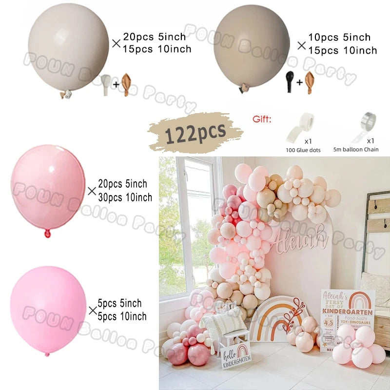 Pink Balloon Garland Arch Kit Birthday Party Decorations Kids Birthday Foil White Gold Balloon