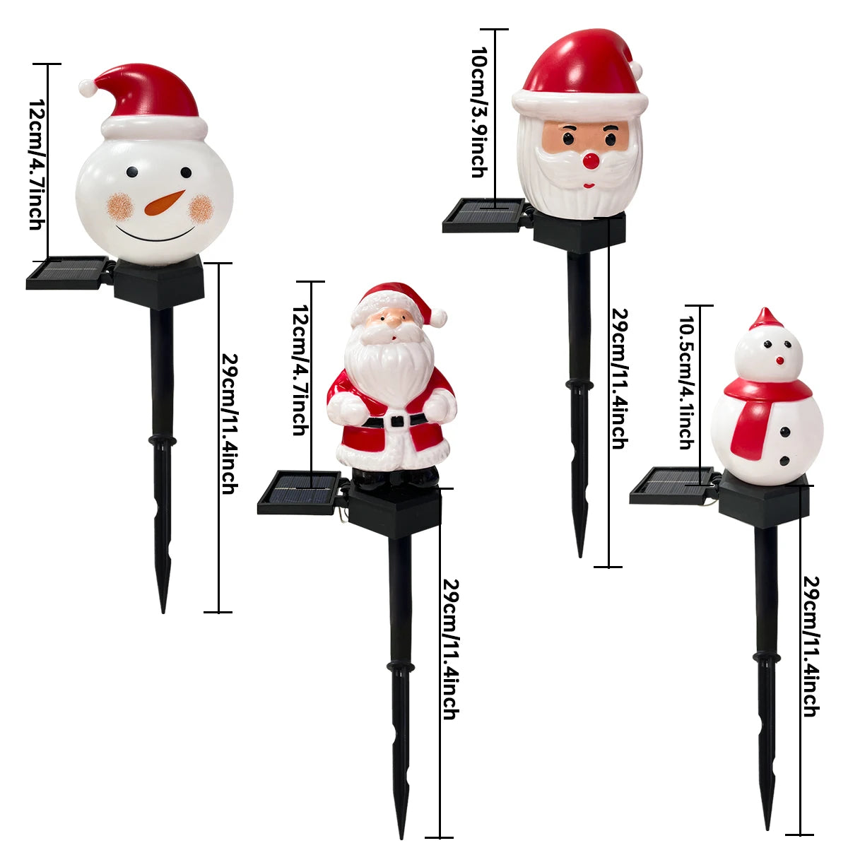 1pc Christmas Santa Claus & Snowman Landscape Lawn Solar Light