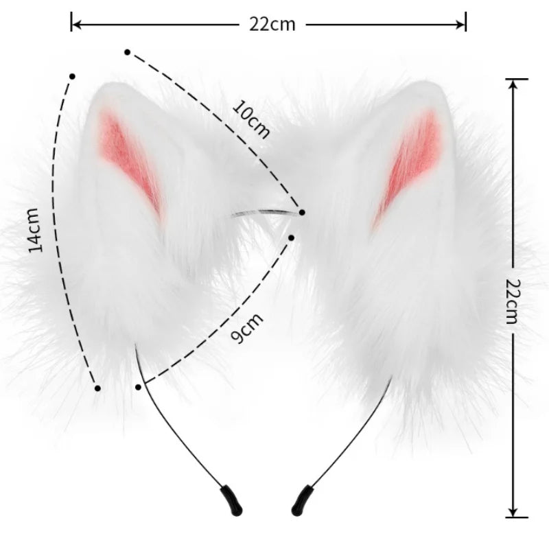 1SET Adjustable Cute Simulation Fox Tail Gloves Plush Fox Ear Hair Band Cosplay Woman Halloween Party