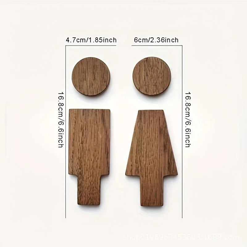 1pc Self-adhesive Solid Wood Men's &women's Toilet Sign