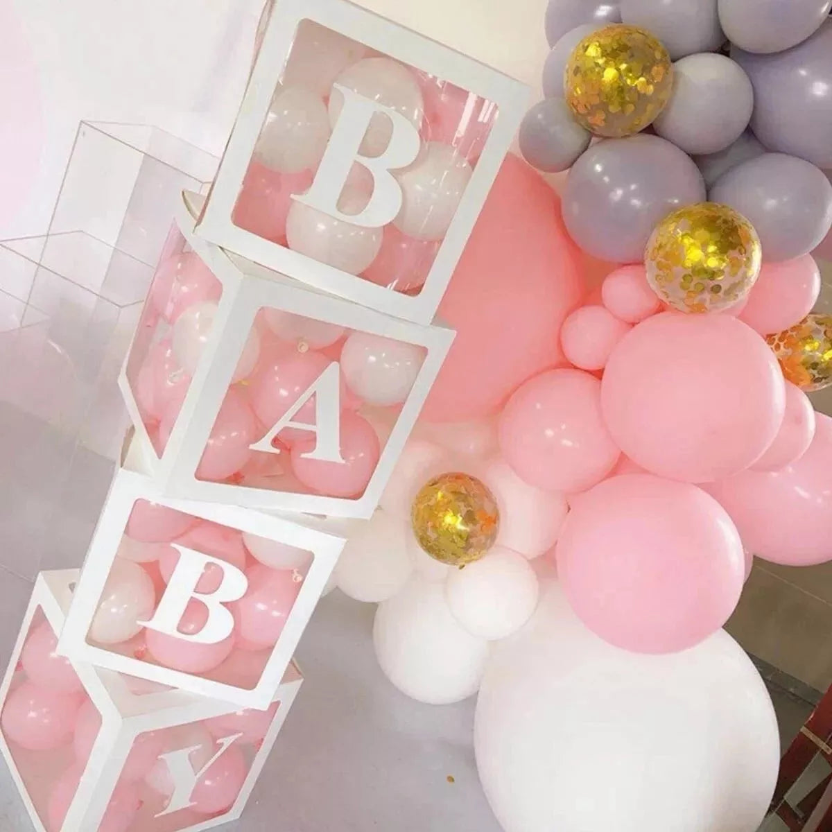 Transparent Letter Baby Shower Box Birthday Wedding Custom Name Balloon Box