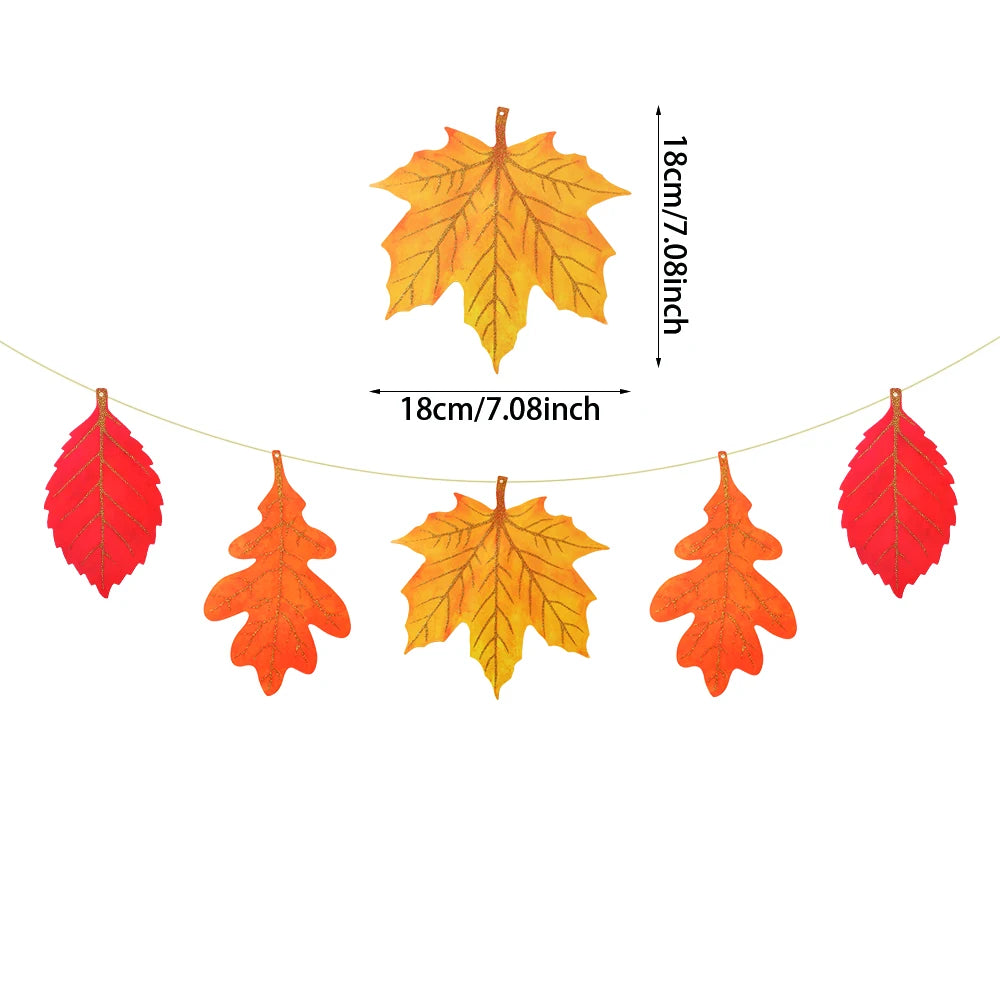 Autumn Maple Pattern Thanksgiving Home Party Decoration Paper Plates Napkins Hanging Maple Banners Turkey Pumpkin Honeycomb Ball