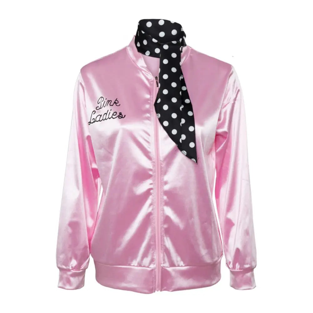 Pink Ladies Grease Costume for Adult Women Disguise Jacket Retro 50s 60s 70s 80s Costumes Halloween Carnival Disguise Party Suit