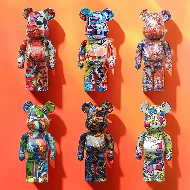 27cm New Graffiti Bear Figurine Home Decoration Animal Abstract Ornaments Storage Money Jar Modern Room Sculpture Table Decor