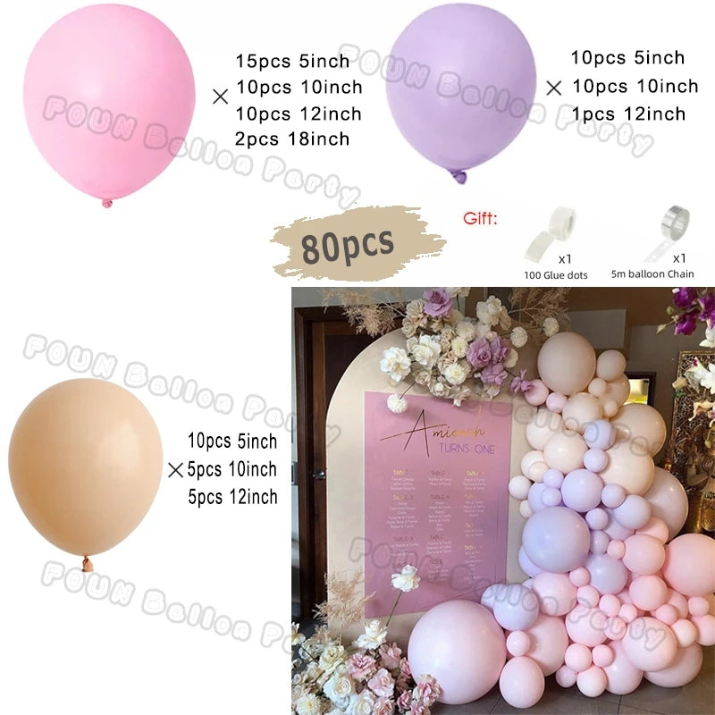 Pink Balloon Garland Arch Kit Birthday Party Decorations Kids Birthday Foil White Gold Balloon