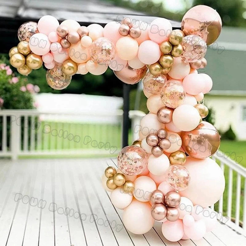 Pink Balloon Garland Arch Kit Birthday Party Decorations Kids Birthday Foil White Gold Balloon