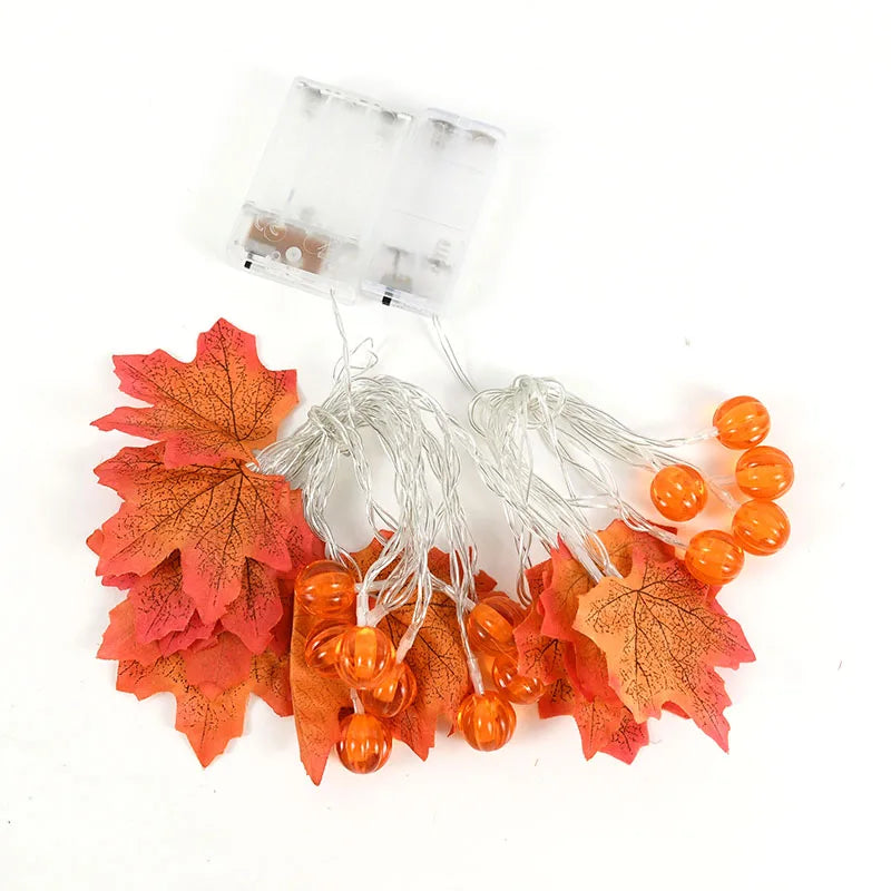 3M 20LED Pumpkin Maple Leaves Light String Garland Battery Powered Fairy Lights for Christmas Halloween Party Decorations