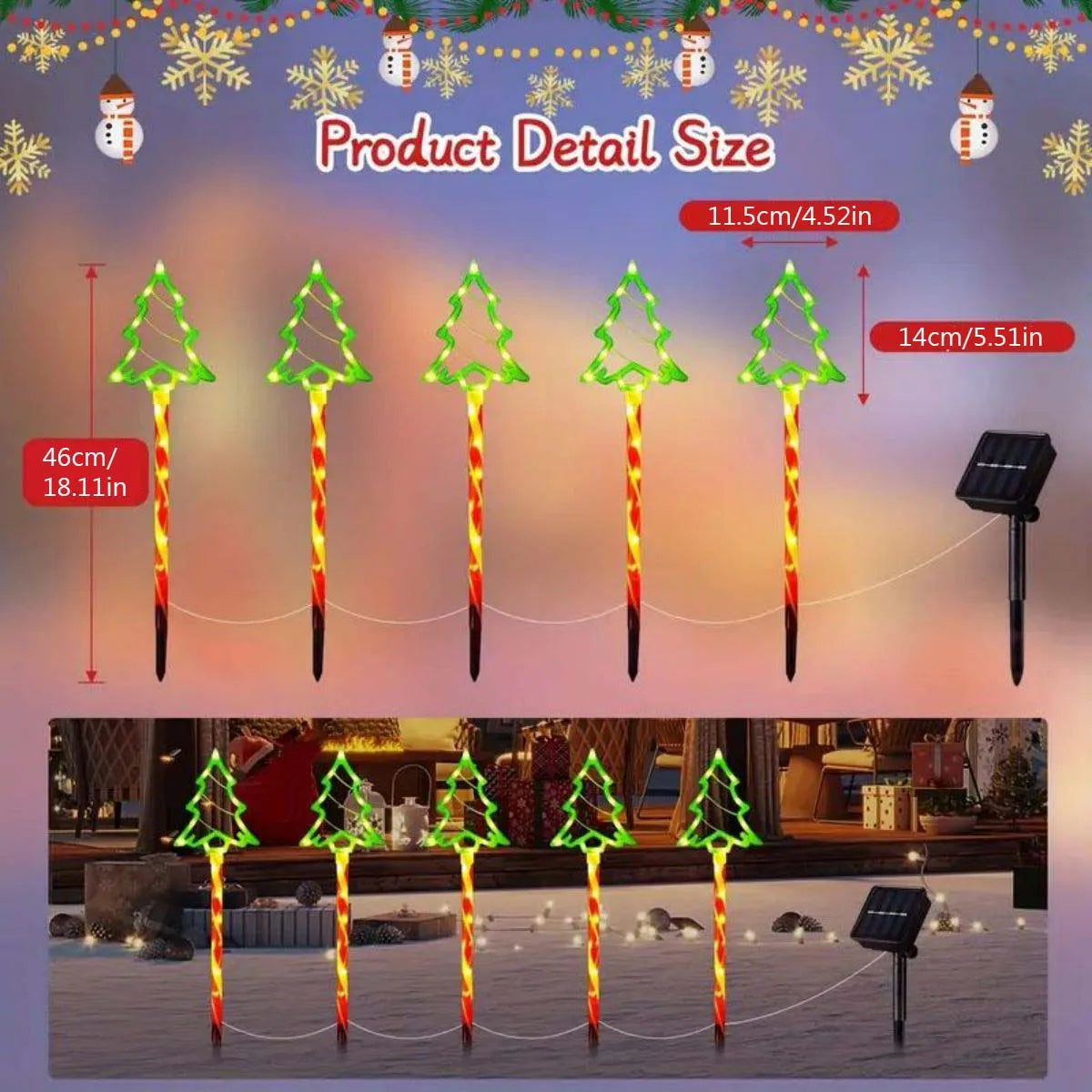 5pc/set solar candy Christmas tree ground  decorative lights