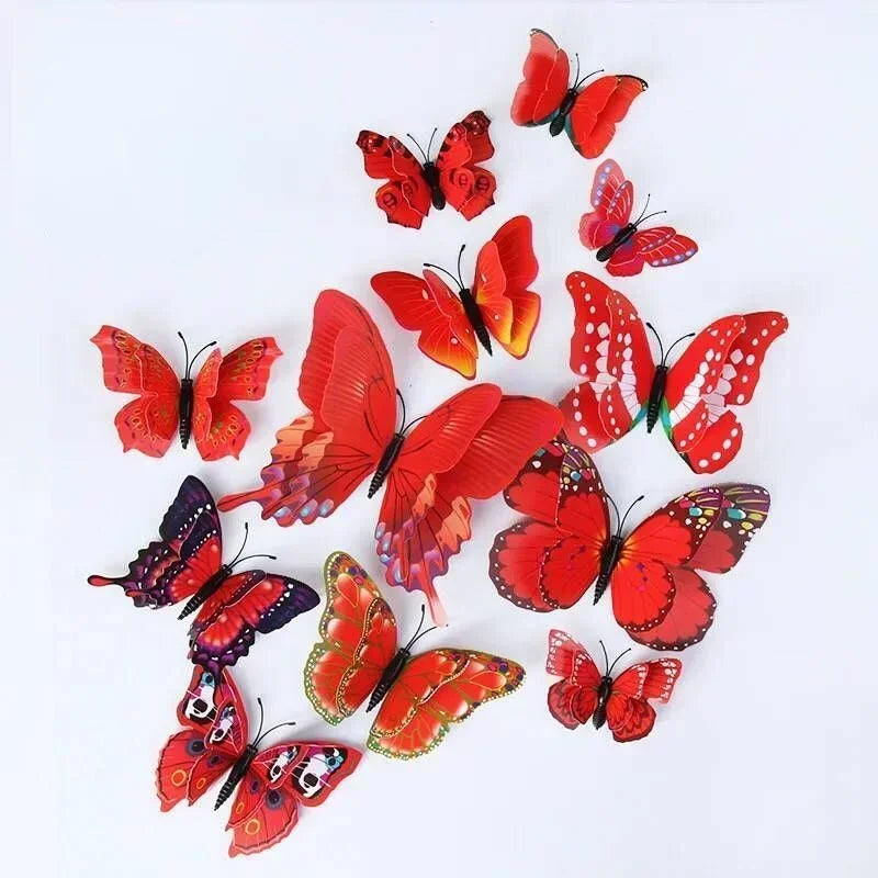 12pcs 3D Double Layer Butterflies Wall Stickers