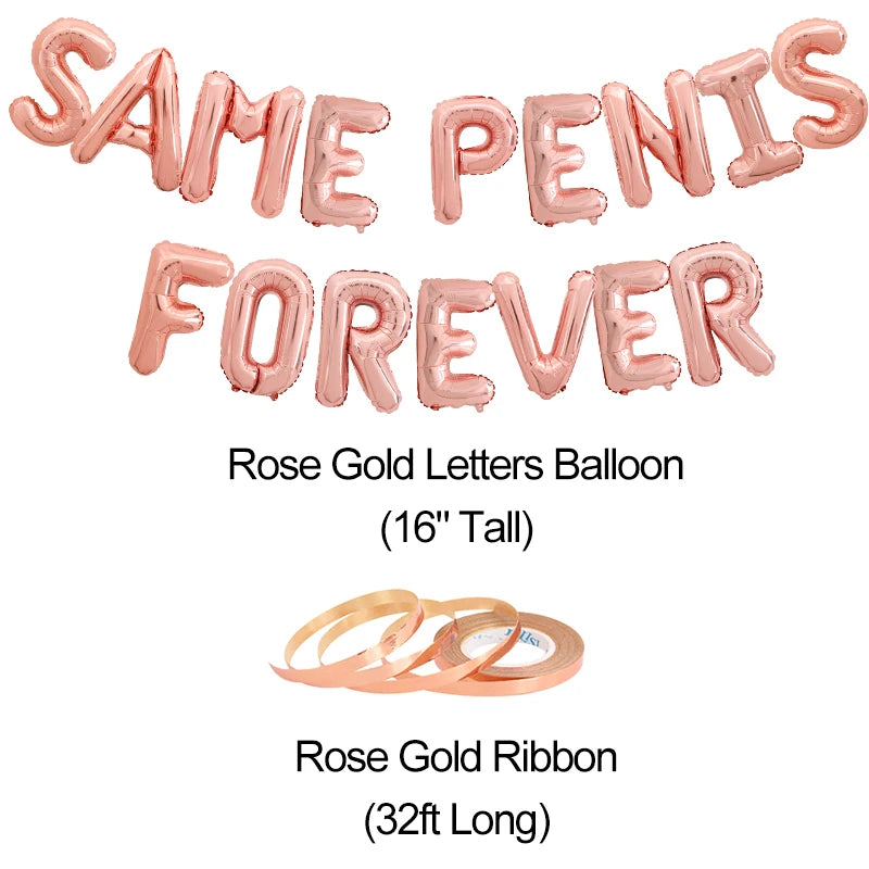 16pcs Same Penis Forever Foil Letter Balloons Bachelorette Hen Party Accessories