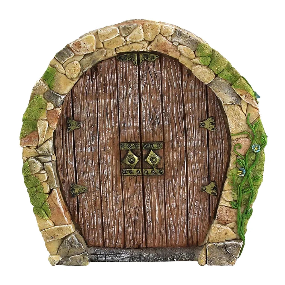 Wood Miniature Fairy Gnome Window Door Elf Home Creative Tree Door