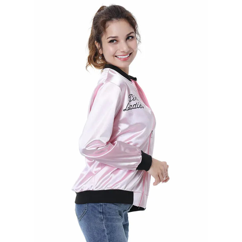 Pink Ladies Grease Costume for Adult Women Disguise Jacket Retro 50s 60s 70s 80s Costumes Halloween Carnival Disguise Party Suit