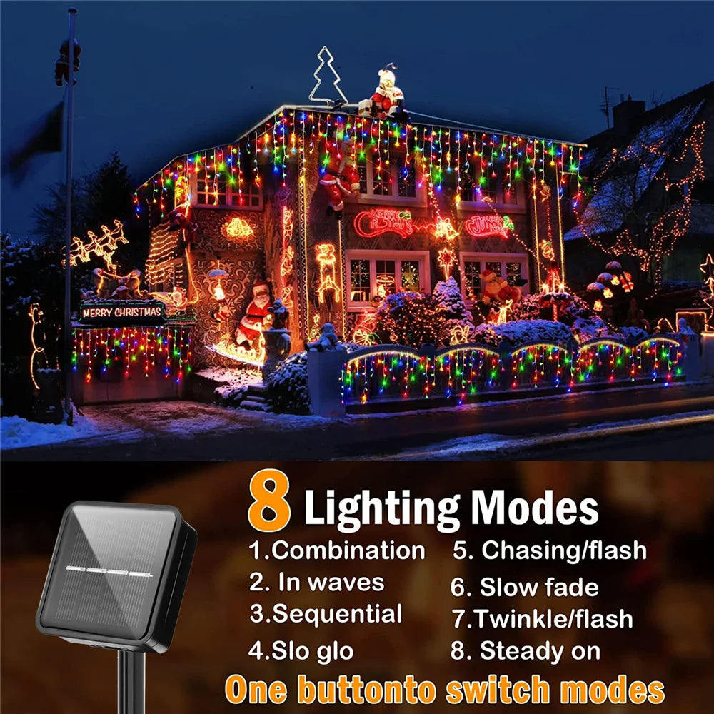 3.5M/7.5M Solar Curtain Icicle String Lights