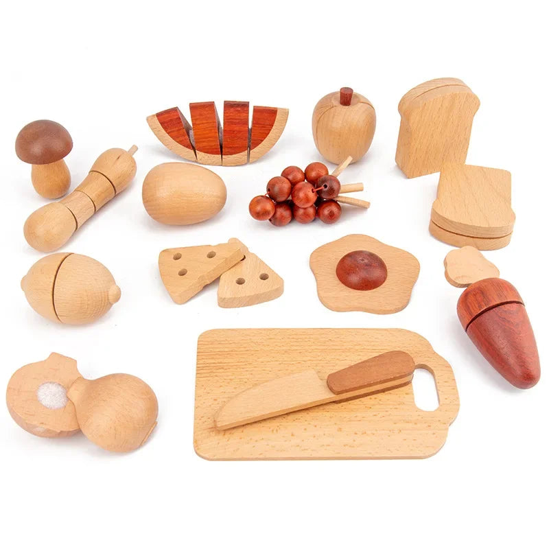 Kids Wooden Kitchen Toy Children's Simulation Kitchenware Miniature Pretend Play House Educational Toys Baby Christmas Gifts