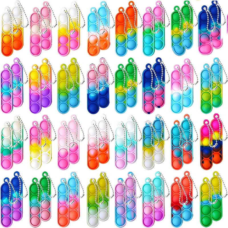 20PCS Mini Pop Fidget Keychain Stress Relief Toys for Kids Birthday Party Favors