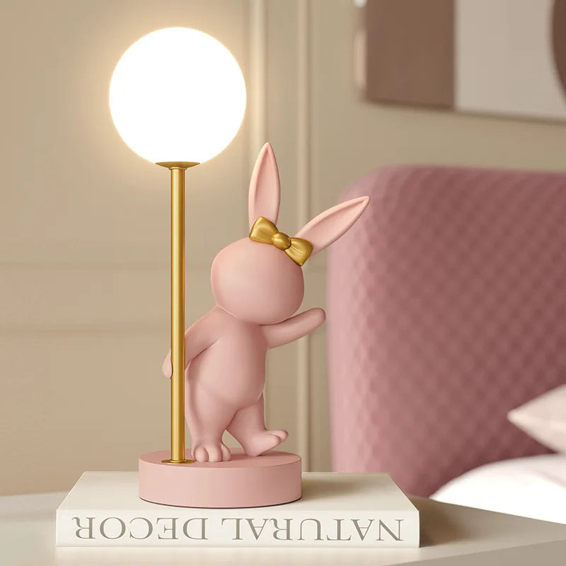 Nordic Rabbit Table Lamp Luxury Birthday Wedding Gift Nightlights Ins Cute Bunny Bedroom Decoration LED Atmosphere Night Light