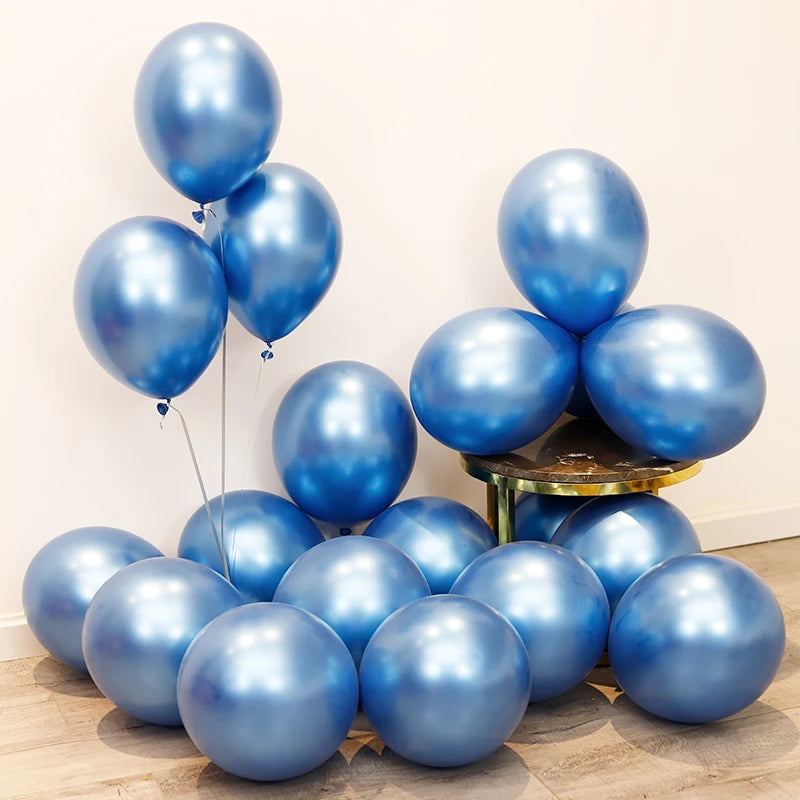 10pc Confetti Balloons Chrome Metallic Latex Transparent Helium Balloon