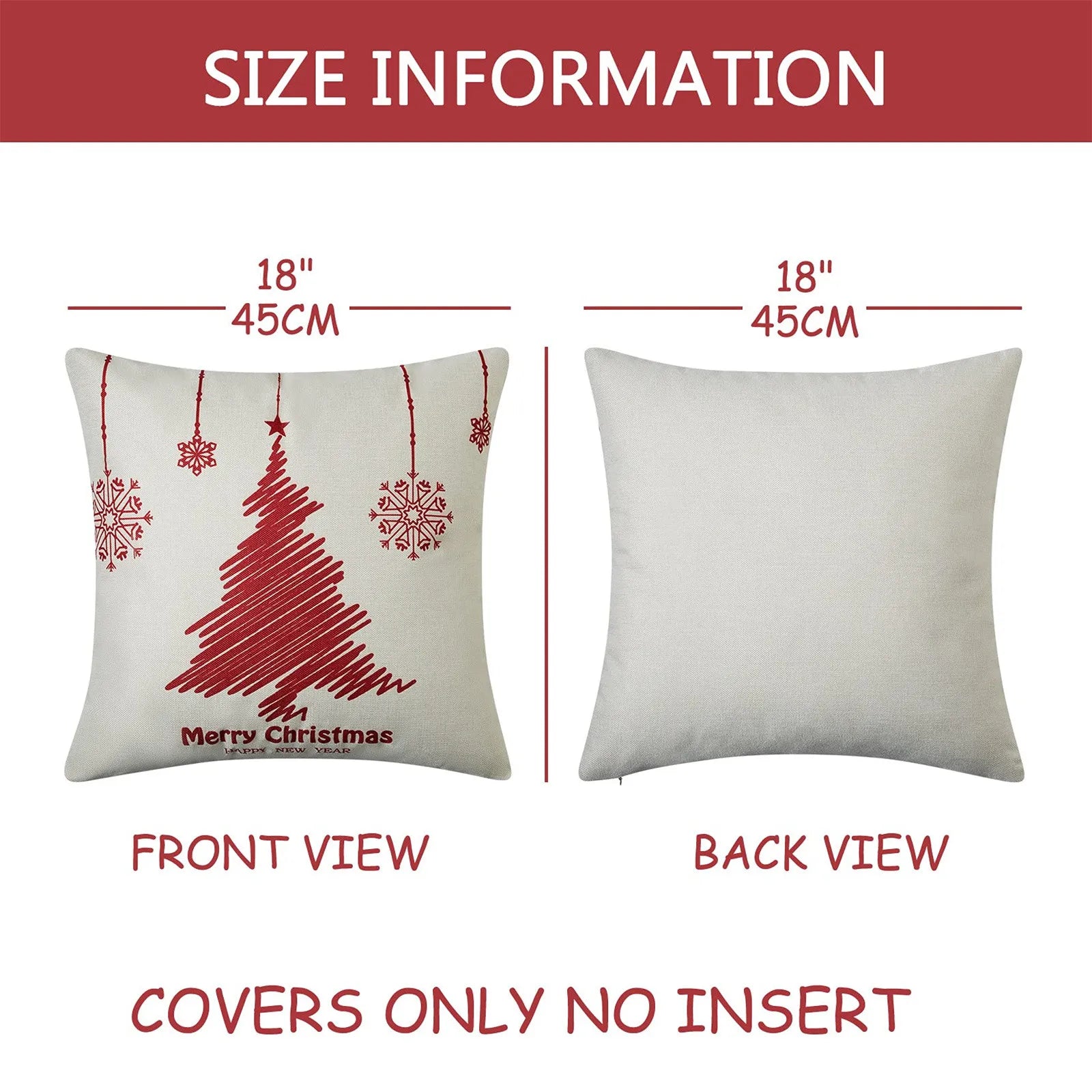 45X45cm Christmas Pillow Covers (No Filler)