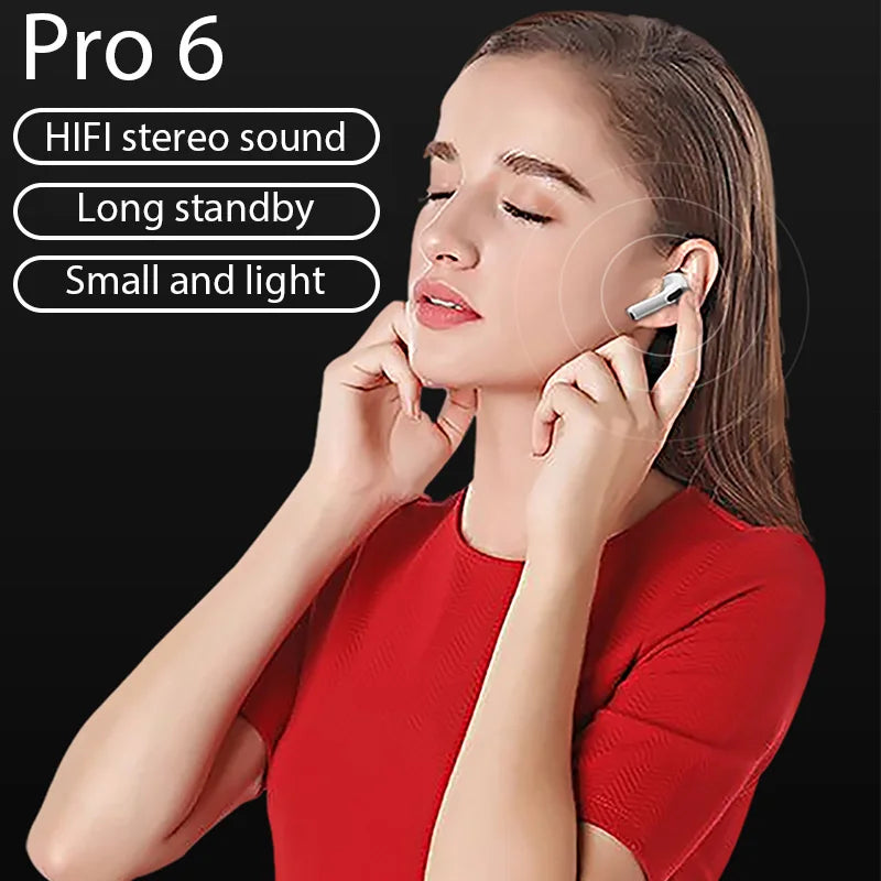 Air Pro 6 TWS Wireless Bluetooth Headset 5.3 Headphone Mini Earphone with Mic