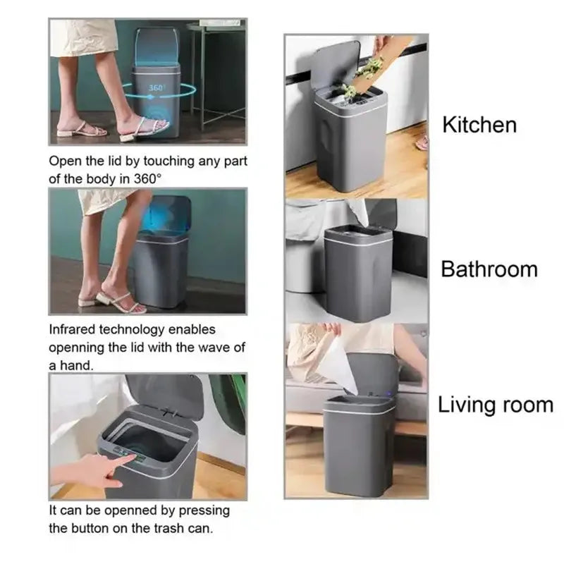 16L Automatic Sensor Trash Can Electric Touchless Smart Bin