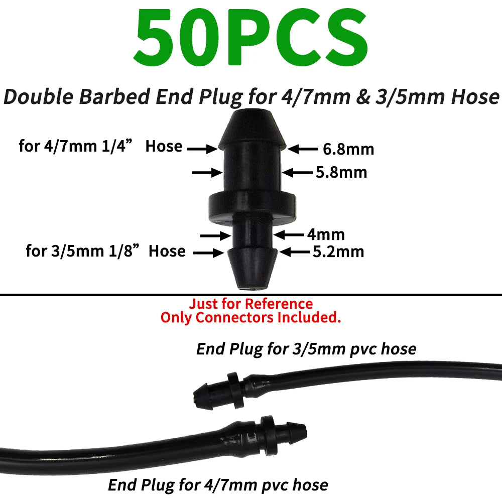 Oasis 50PCS Plastic Barbed 3-Way Tee Connector for 3/5mm Tubing Watering Pipe Hose Couplings Micro Drip Irrigation Garden Tools