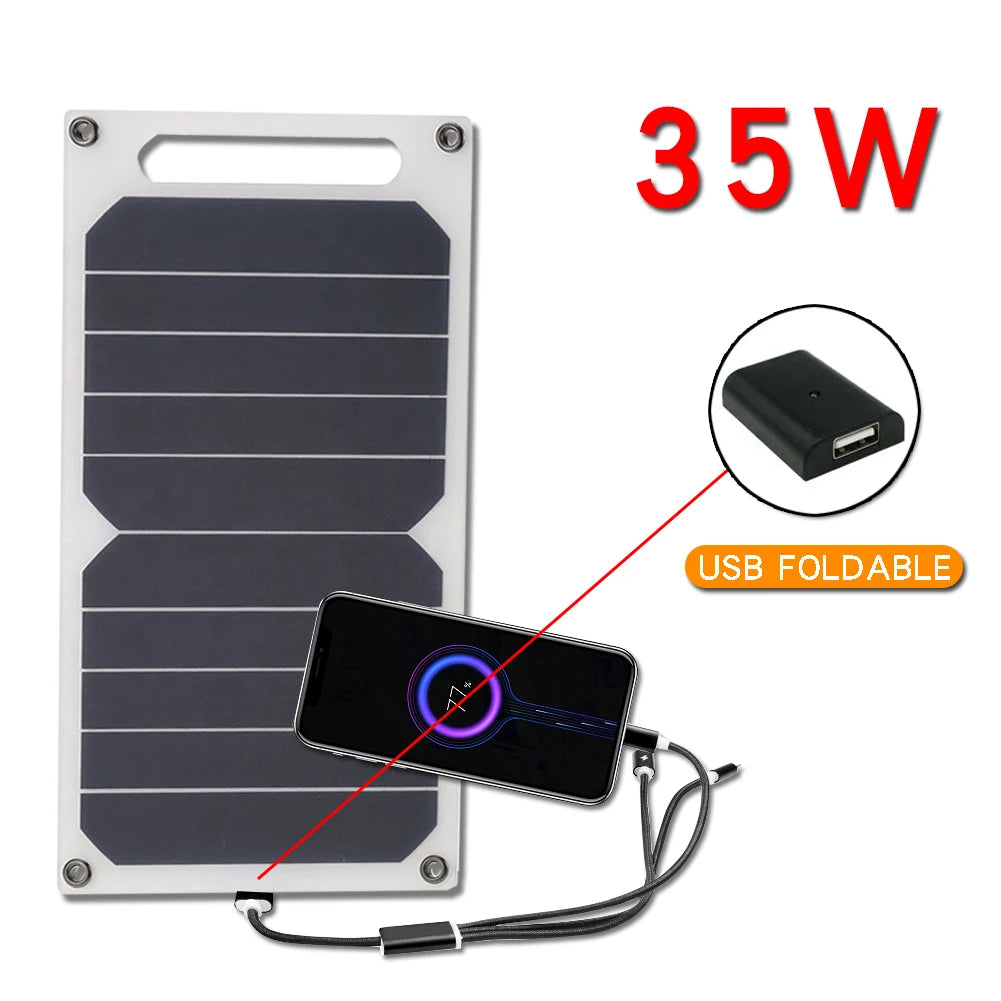 35W Solar Panel With USB Waterproof Outdoor Hiking Camping