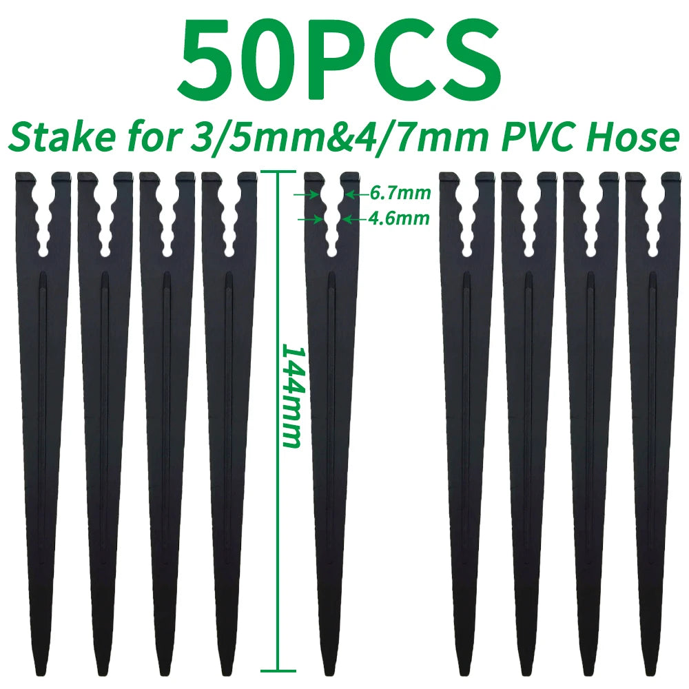 Oasis 50PCS Plastic Barbed 3-Way Tee Connector for 3/5mm Tubing Watering Pipe Hose Couplings Micro Drip Irrigation Garden Tools