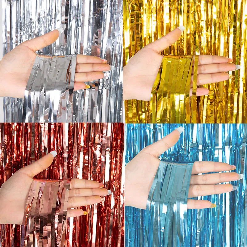 Cheap as a Party Metallic Tinsel Foil Fringe Curtains