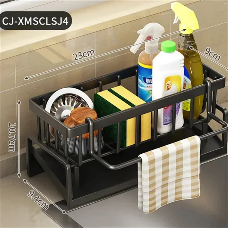 Sink Drain Rack Plastic Sponge Holder Faucet Storage Soap Drainer Towel Rack Shelf Organizer