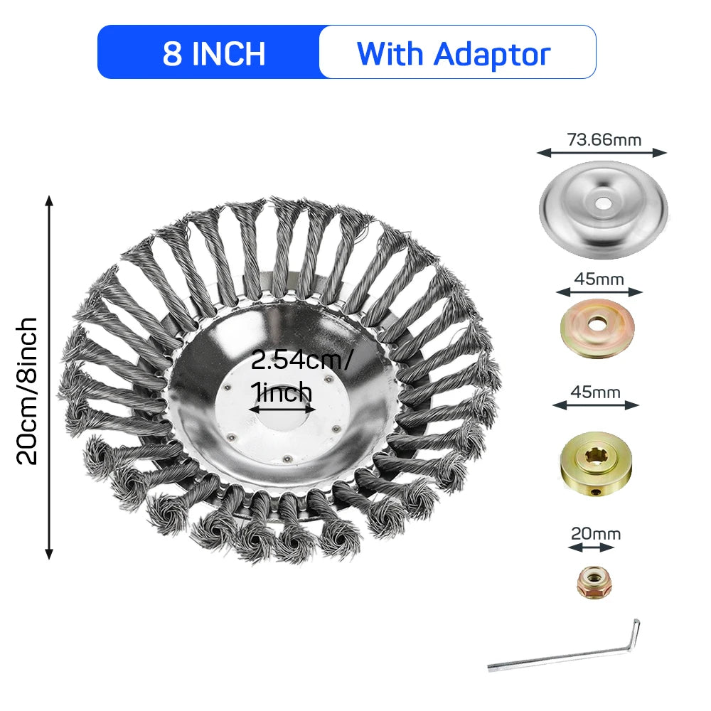 New Upgrade 6 Inch Steel Wire Wheel Brush Disc Weed Brush Cutter Head Garden Lawn Mower Universal Grass Trimmer Head Cutter Tool