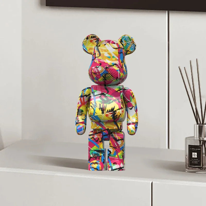 27cm New Graffiti Bear Figurine Home Decoration Animal Abstract Ornaments Storage Money Jar Modern Room Sculpture Table Decor