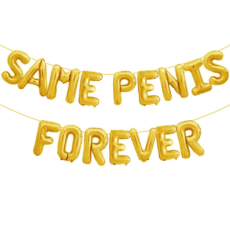 16pcs Same Penis Forever Foil Letter Balloons Bachelorette Hen Party Accessories