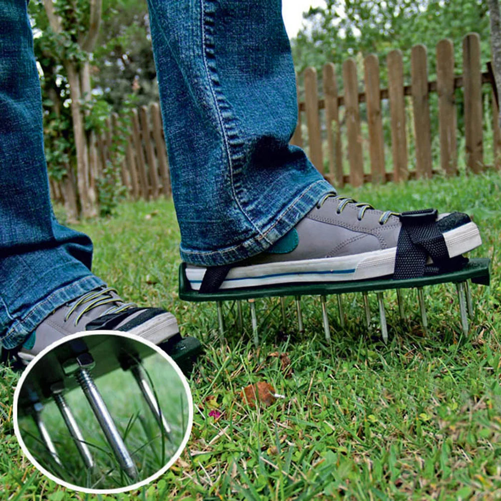 Garden Nail Shoes Grass Loose Soil Tool 5cm Long Nail Lawn Aerator Grass Spikes Shoes Self-Leveling Epoxy Yard Grass Cultivator