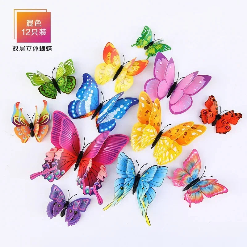 12pcs 3D Double Layer Butterflies Wall Stickers