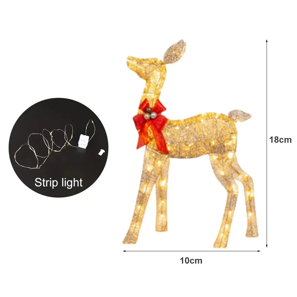 3Pcs Christmas Deer Decoration Light LED Reindeer