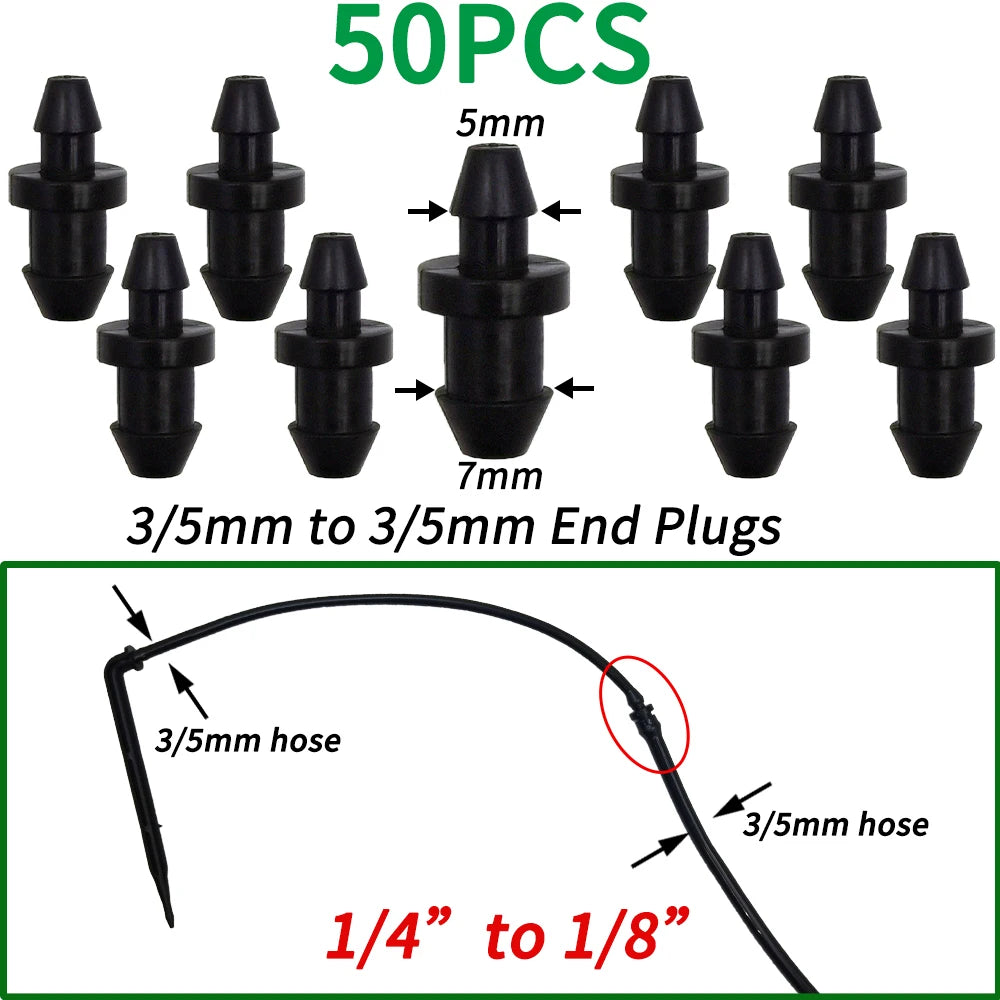 Oasis 50PCS Plastic Barbed 3-Way Tee Connector for 3/5mm Tubing Watering Pipe Hose Couplings Micro Drip Irrigation Garden Tools