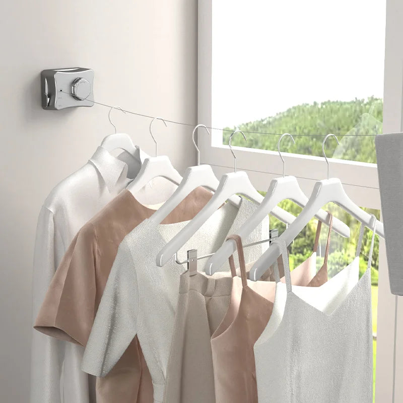 Wall Mounted Invisible Retractable Clothesline Adjustable Laundry Line Clothes Drying Hanger