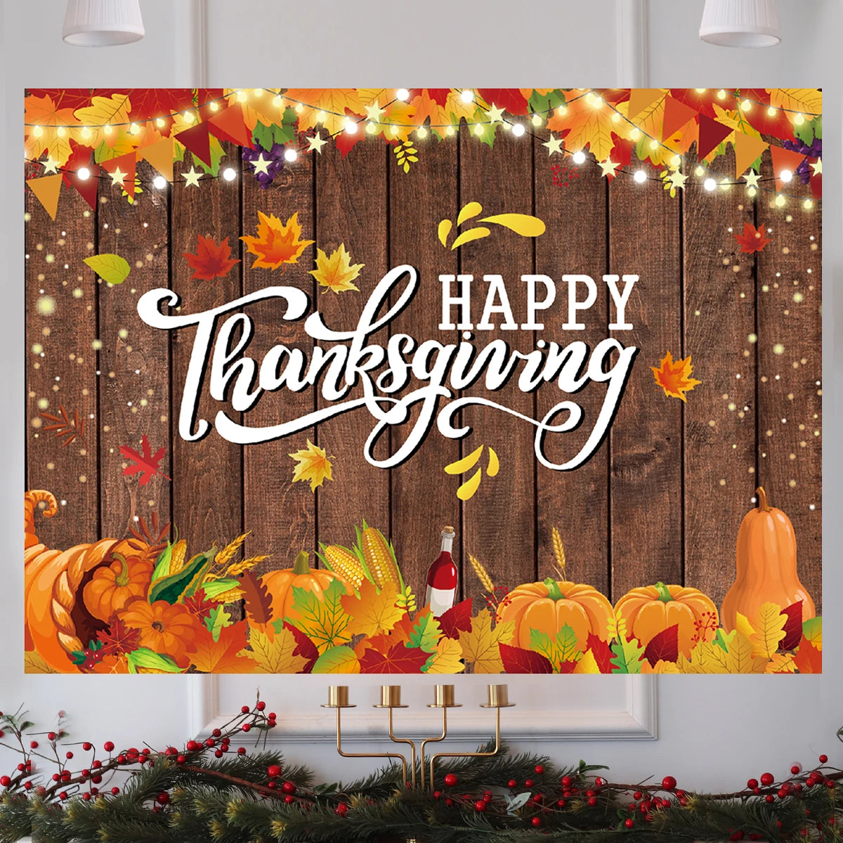 Autumn Thanksgiving Day Party Background Decoration Banner Autumn Fall Children Portrait Photography Photocall Backdrop Prop