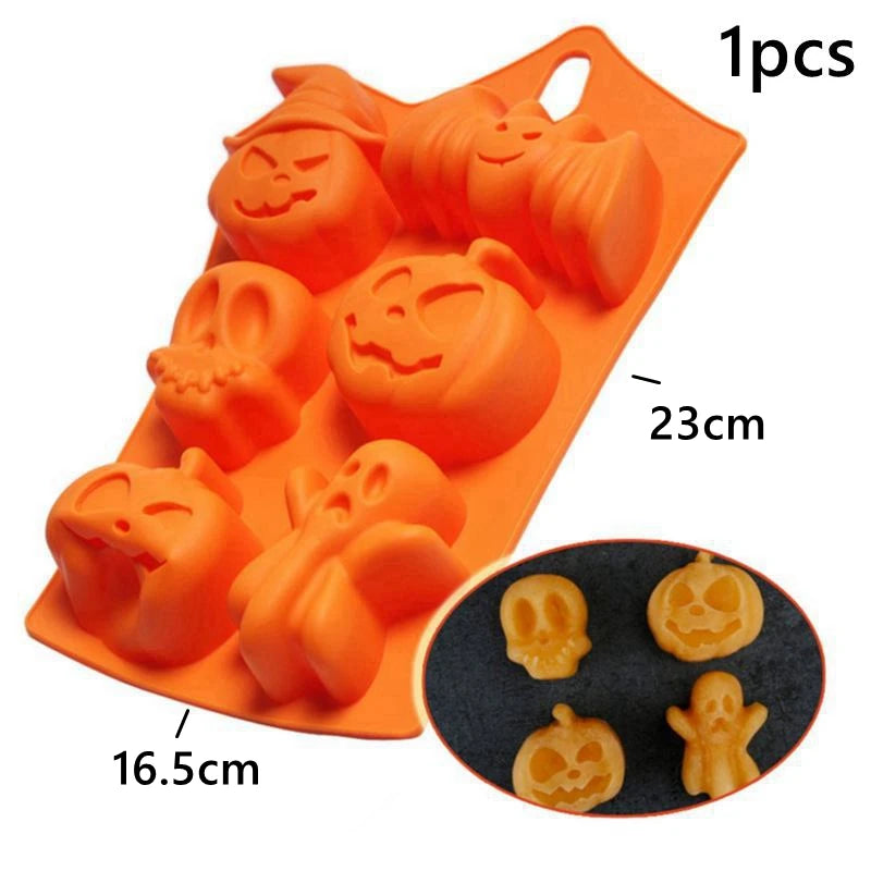 Pumpkin Halloween Silicone Mold for Cake Biscuit Candy Baking Skull Bat Spider Trick