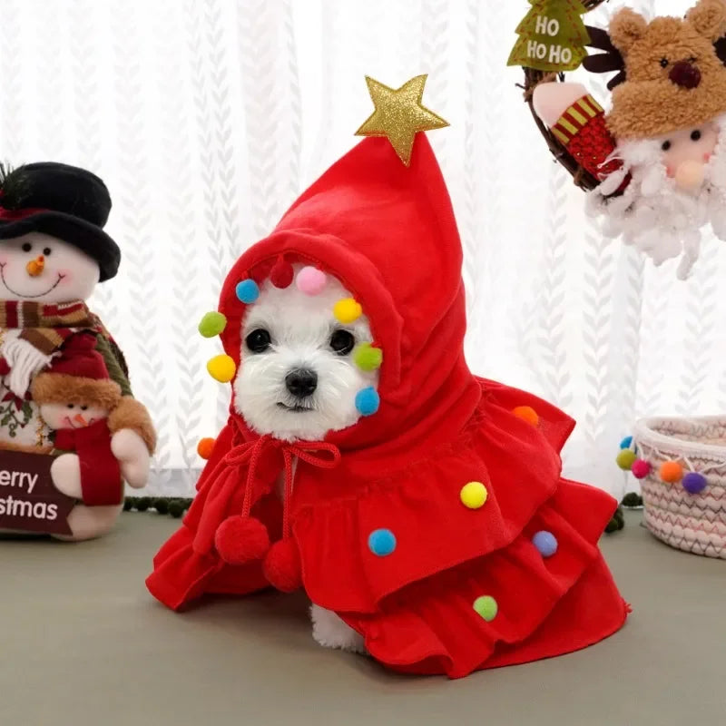 Christmas Dog Cloak Pet Cape and Shawl