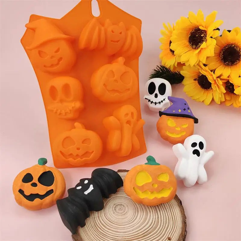 Pumpkin Halloween Silicone Mold for Cake Biscuit Candy Baking Skull Bat Spider Trick