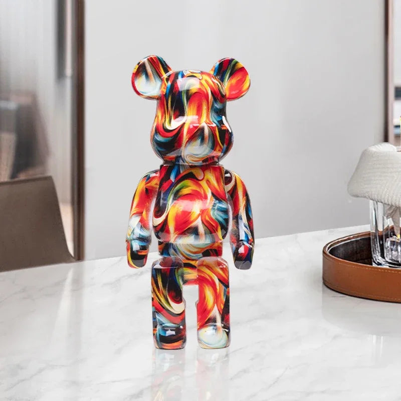 27cm New Graffiti Bear Figurine Home Decoration Animal Abstract Ornaments Storage Money Jar Modern Room Sculpture Table Decor