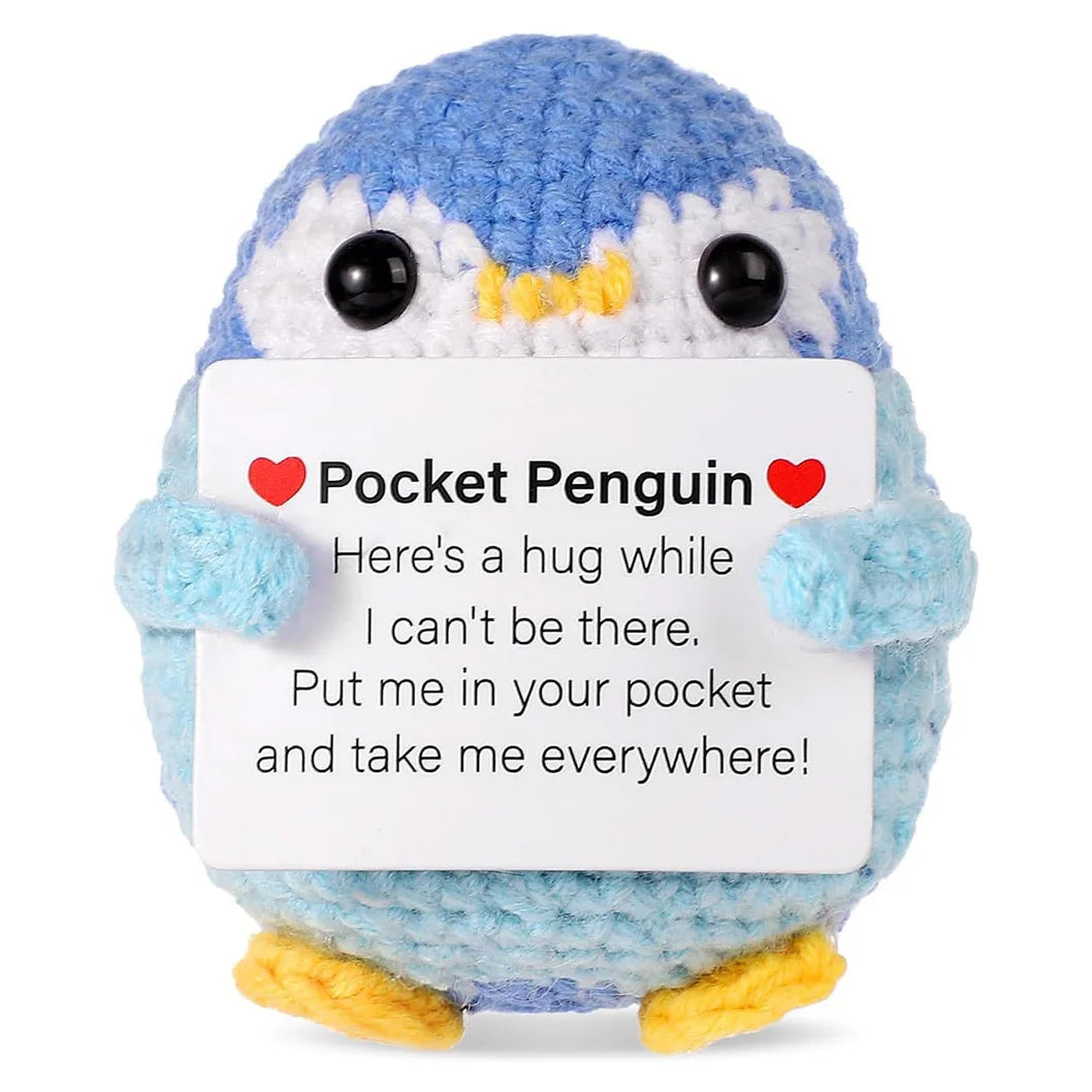 Cute Positive Energy Penguin Doll with Encouraging Card Knitted Penguin dolls