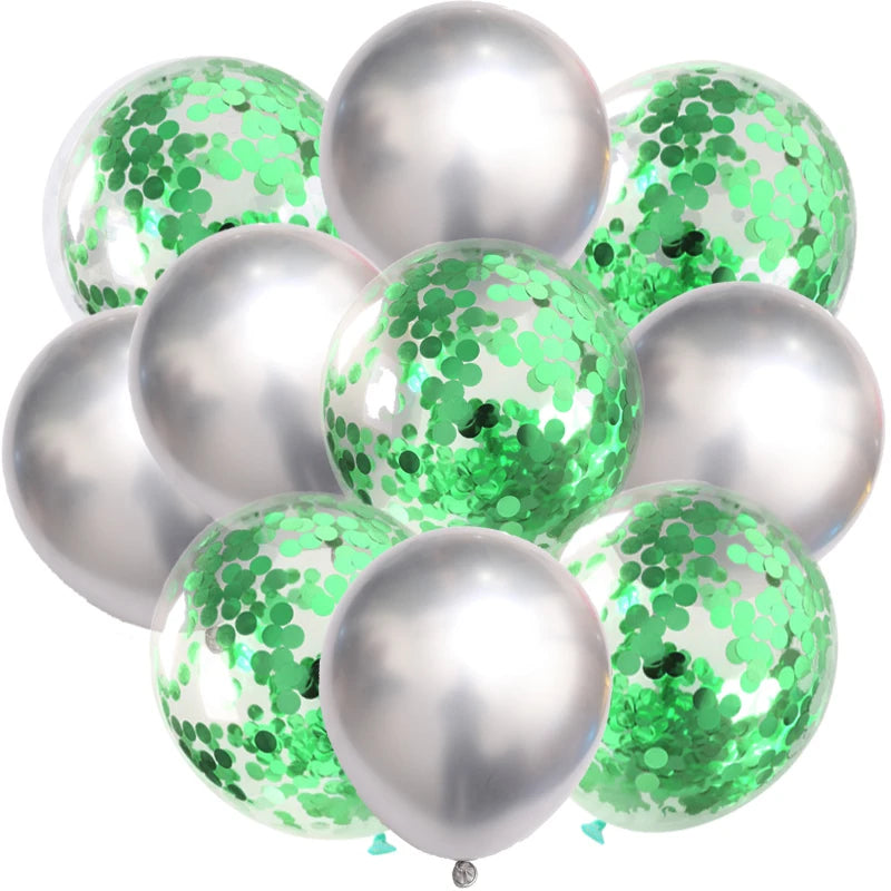 10pc Confetti Balloons Chrome Metallic Latex Transparent Helium Balloon